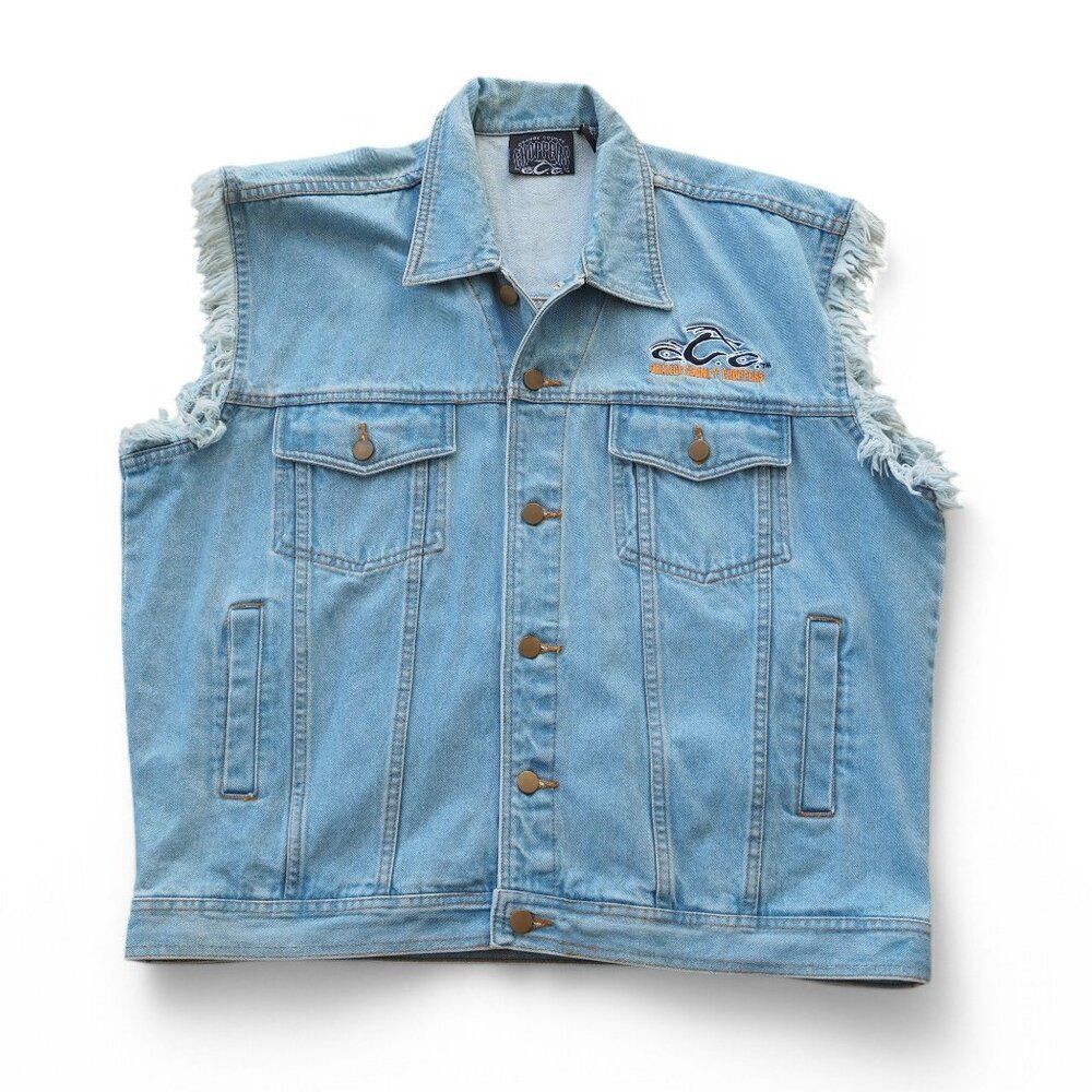 OCC Orange County Choppers Y2K Sleeveless Distressed‎ Bikers Denim Vest Men's XL